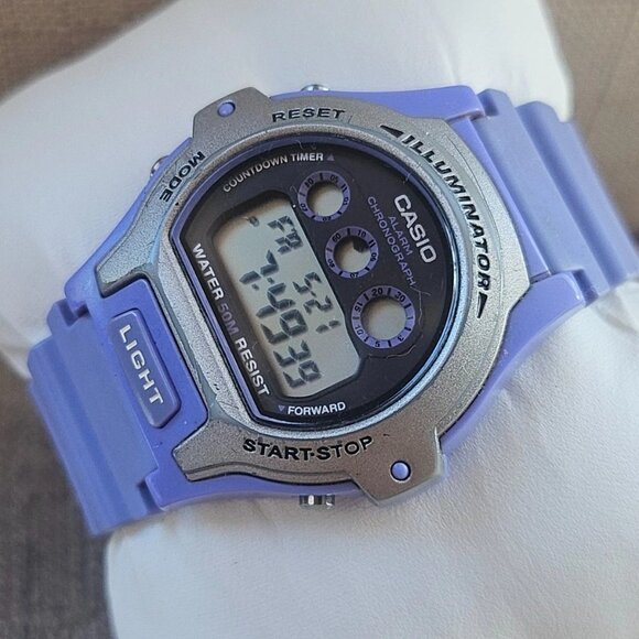 Casio Digital Wristwatch Blue Rubber Strap Multi Functional Illuminator Watch - Picture 1 of 11